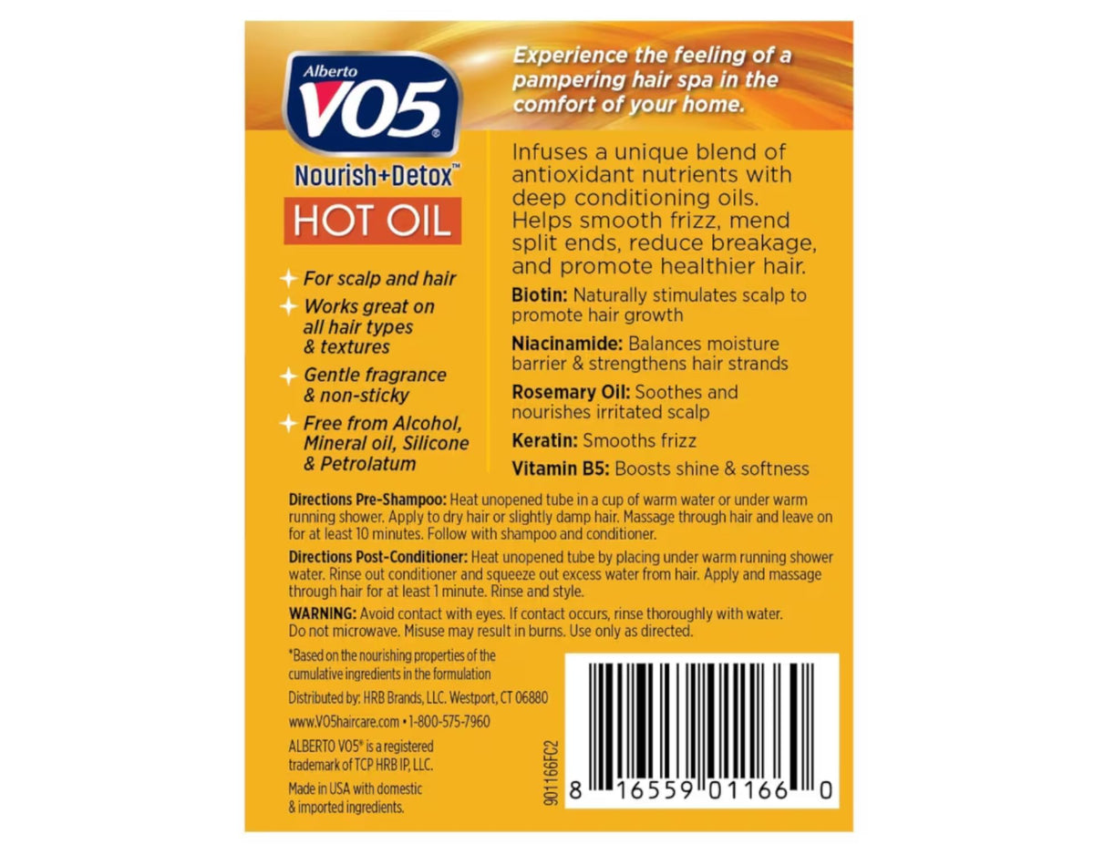 VO5 oil drop on fingers highlighting smooth texture and shine