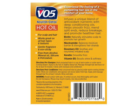 VO5 oil drop on fingers highlighting smooth texture and shine