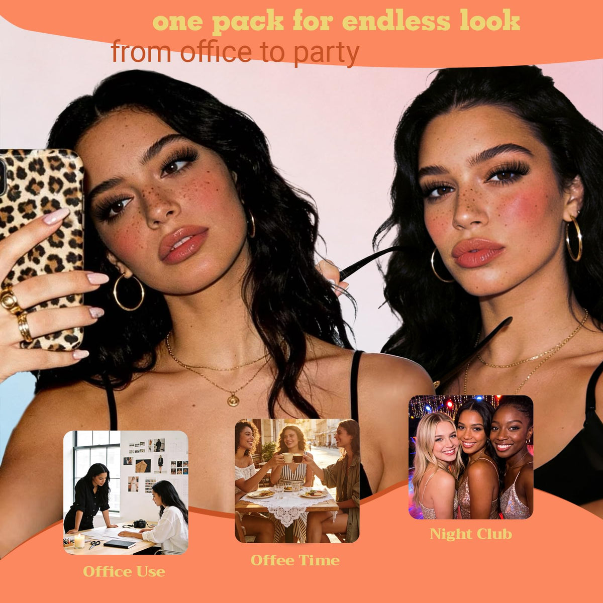 VOCOAK lifestyle model wearing lashes for elongated eye look