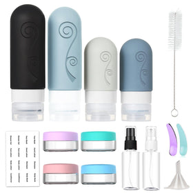 vodvob silicone bottles close-up showing squeezable texture that prevents spills on flights