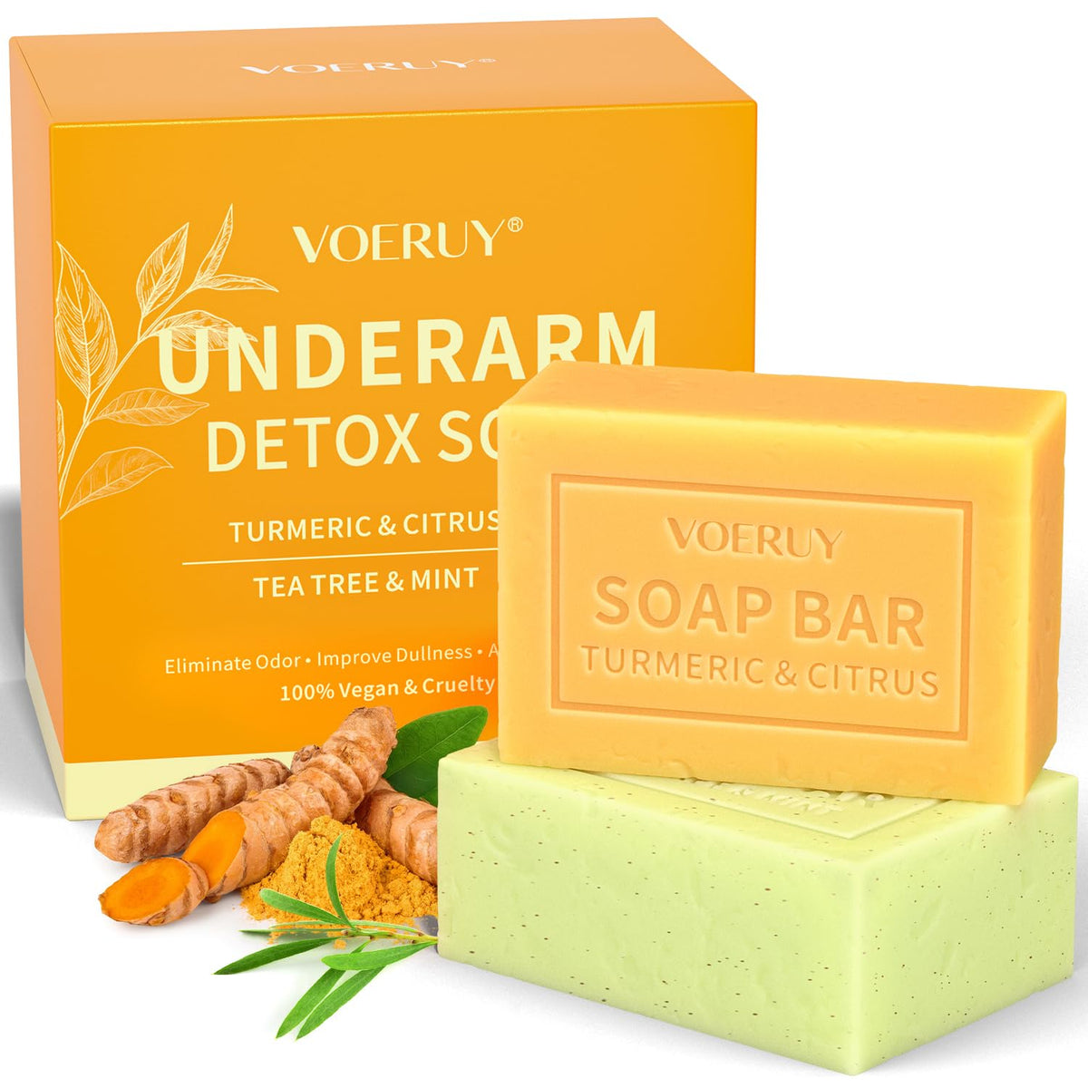 VOERUY front packaging showing both soap bars and benefits for fresh underarms
