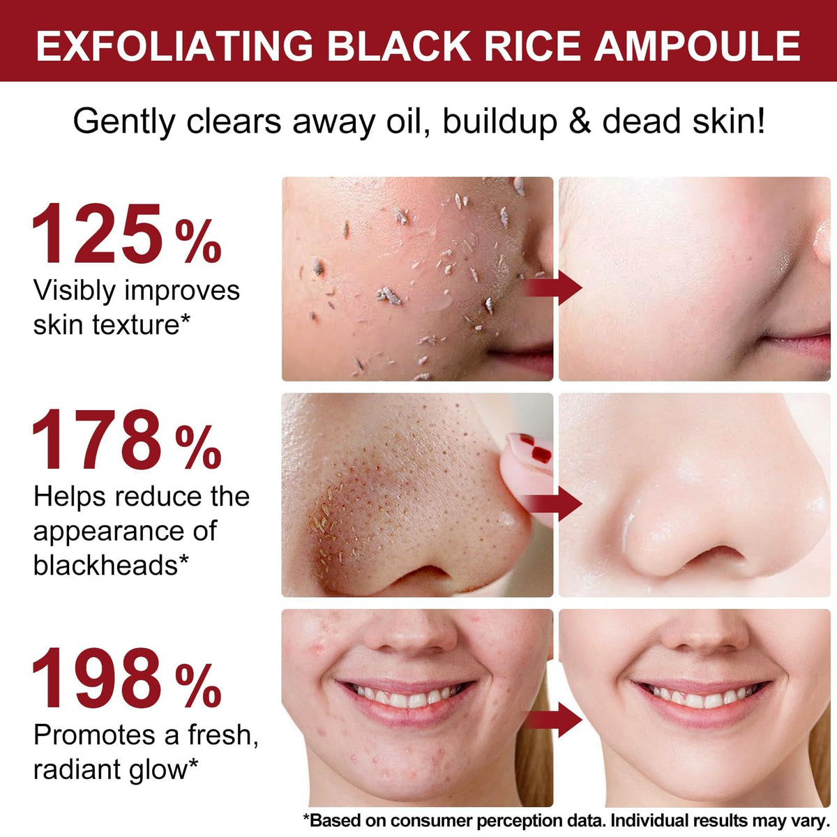 VOFANK ampoule being applied to skin, shows quick absorption and smoothing