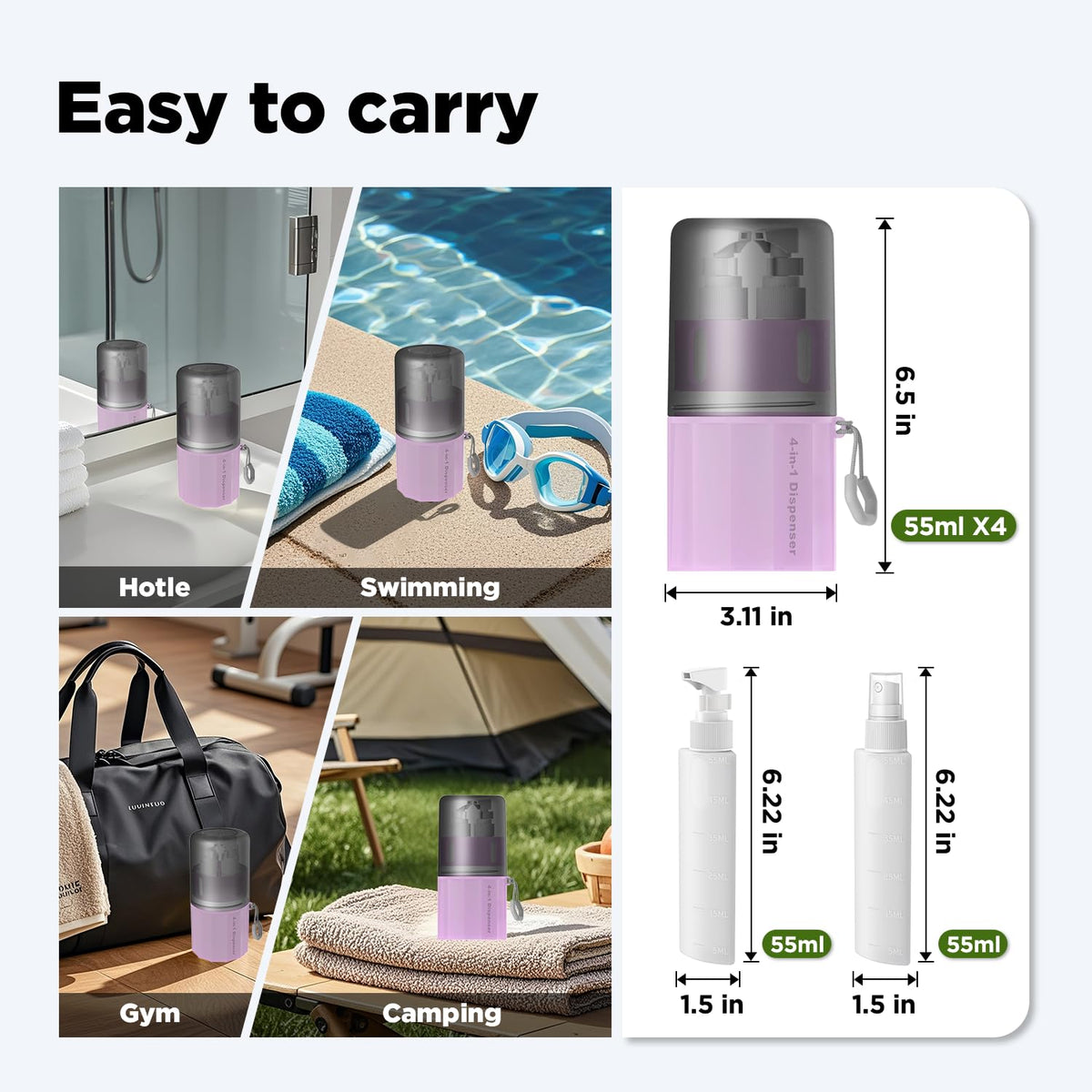 VOGOGE bottles in hand for size comparison showing TSA-compliant capacity