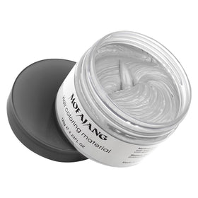 VOLLUCK model at a party with silver-grey hair showcasing bold temporary color