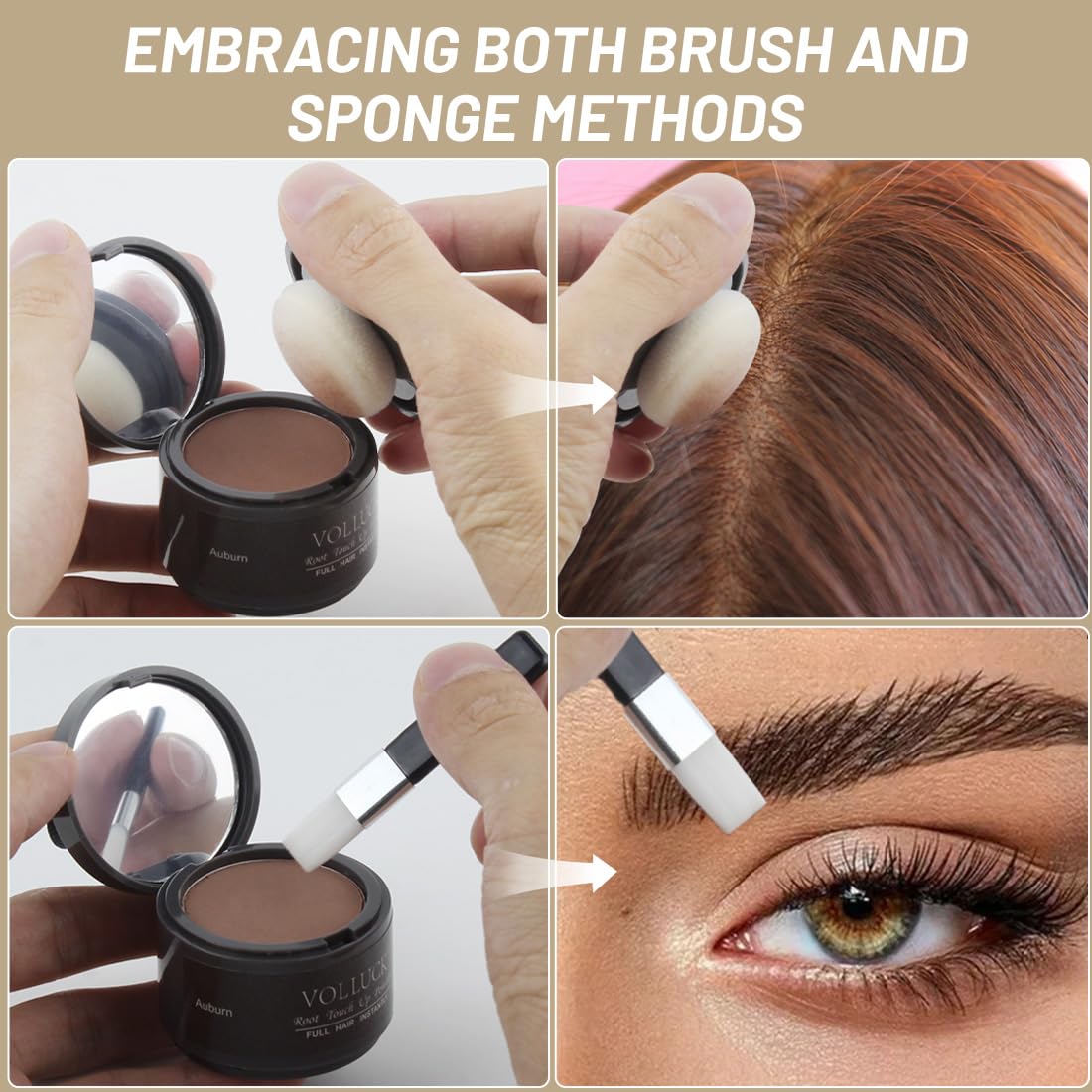 VOLLUCK applied to hairline demonstrating natural-looking gray coverage