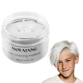 VOLLUCK before-and-after hair shot illustrating instant white effect and visible texture