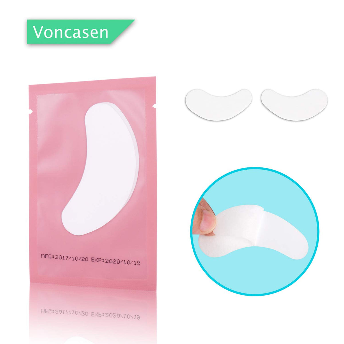 Voncasen in-use salon application securing lower lashes for precision