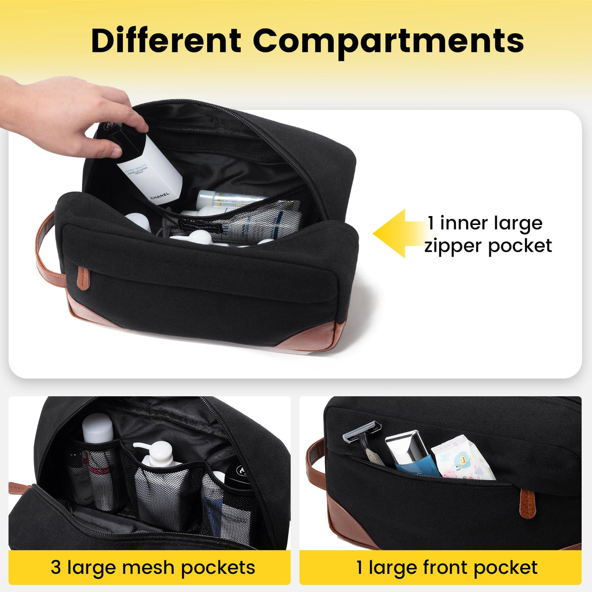Vorspack hanging in bathroom for hands-free access and quick routines