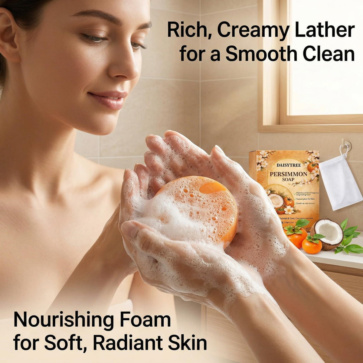 VOSETOKELA soap inside mesh pouch creating dense lather quickly