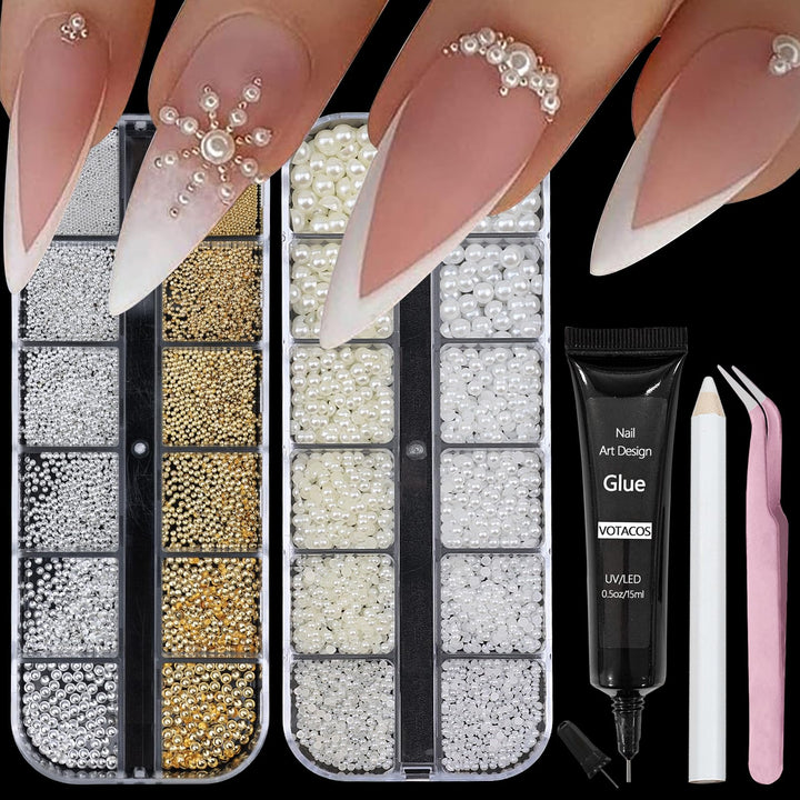 VOTACOS front packaging showing pearl boxes and tools for easy home manicures