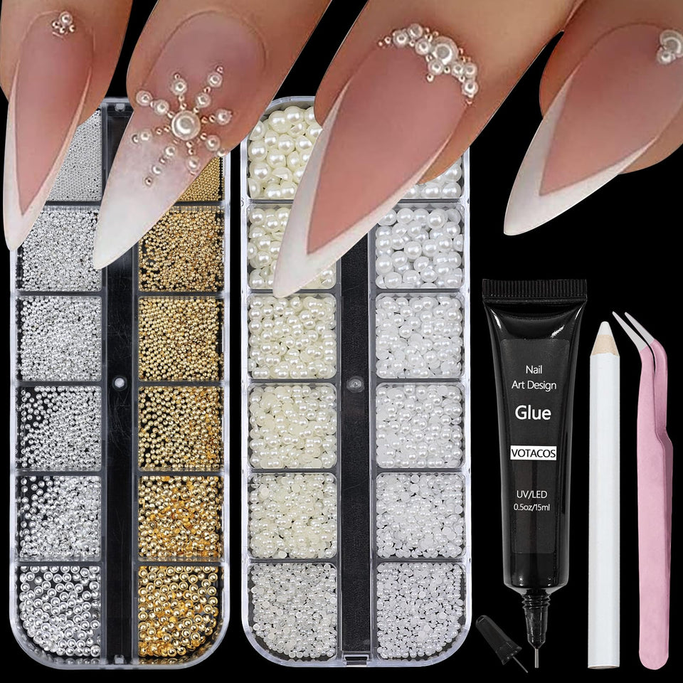 VOTACOS front packaging showing pearl boxes and tools for easy home manicures