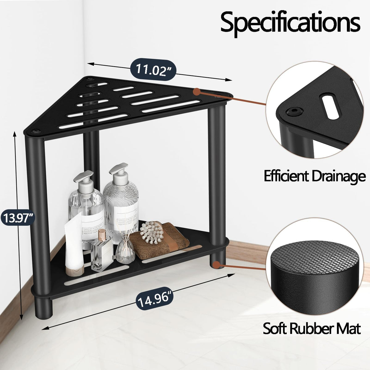 VOTZAAQ corner shower stool installed in small shower to save space