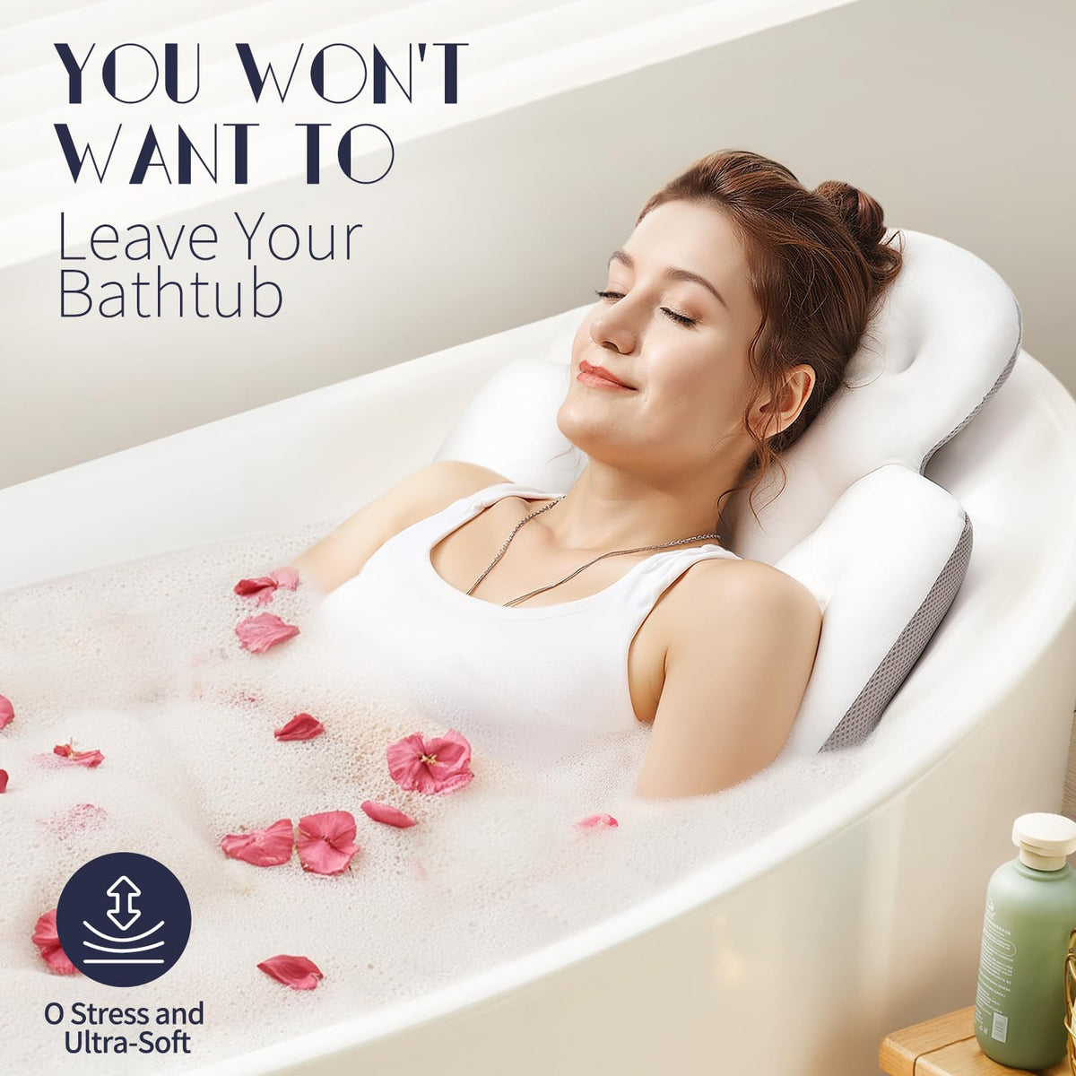 VOXOR in bathtub lifestyle shot demonstrating full-body relaxation and warmth