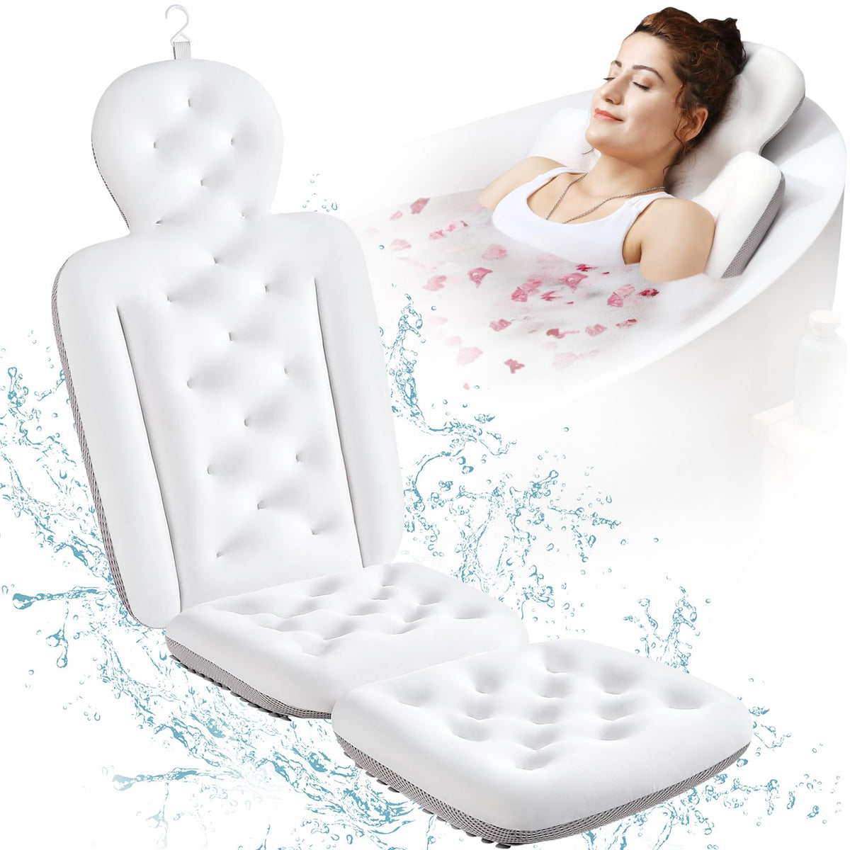 VOXOR full body bath pillow front view showing full-length support and comfort