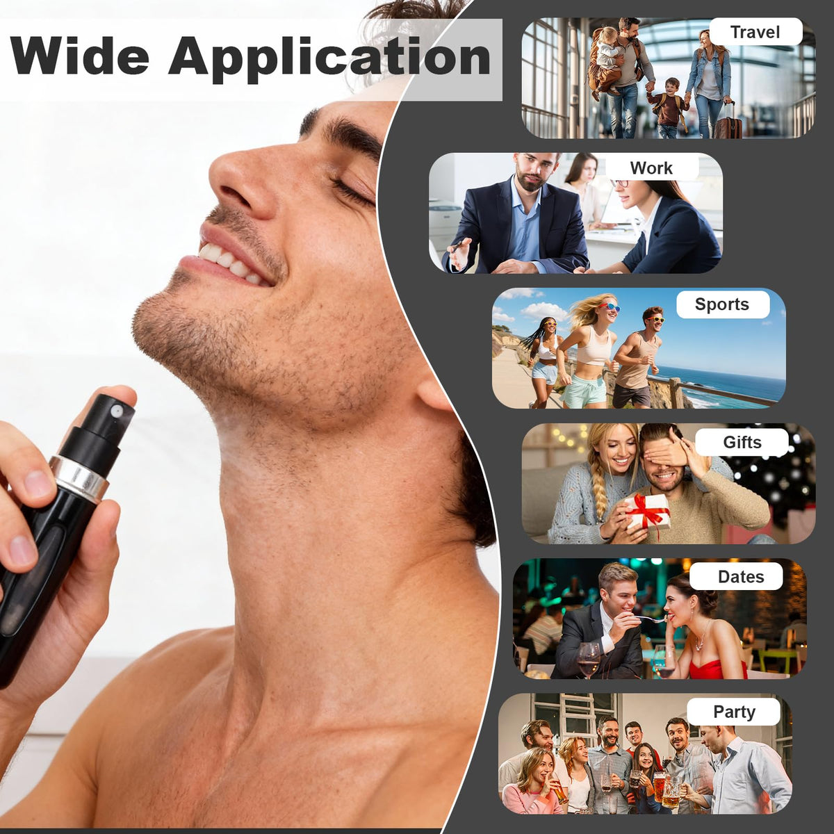 Voyadeau spray being used on wrist for discreet touch-ups on the go