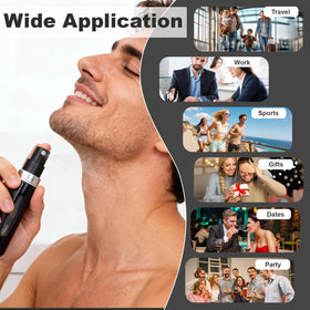 Voyadeau spray being used on wrist for discreet touch-ups on the go