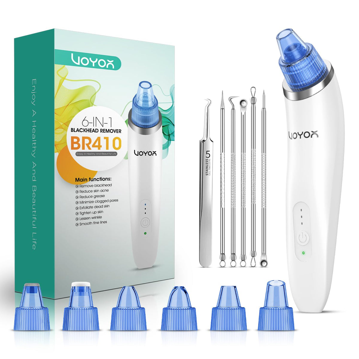 VOYOR BR410 front view showing device and box for clear first impression and benefits
