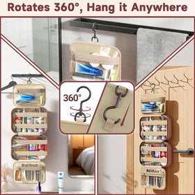 Voyree folded recessed compartment with 360-degree rotatable hook for space-saving travel