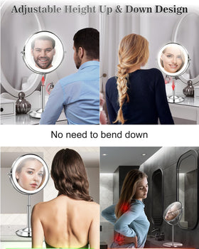 vpu height adjusted mirror on vanity demonstrating telescoping strut convenience