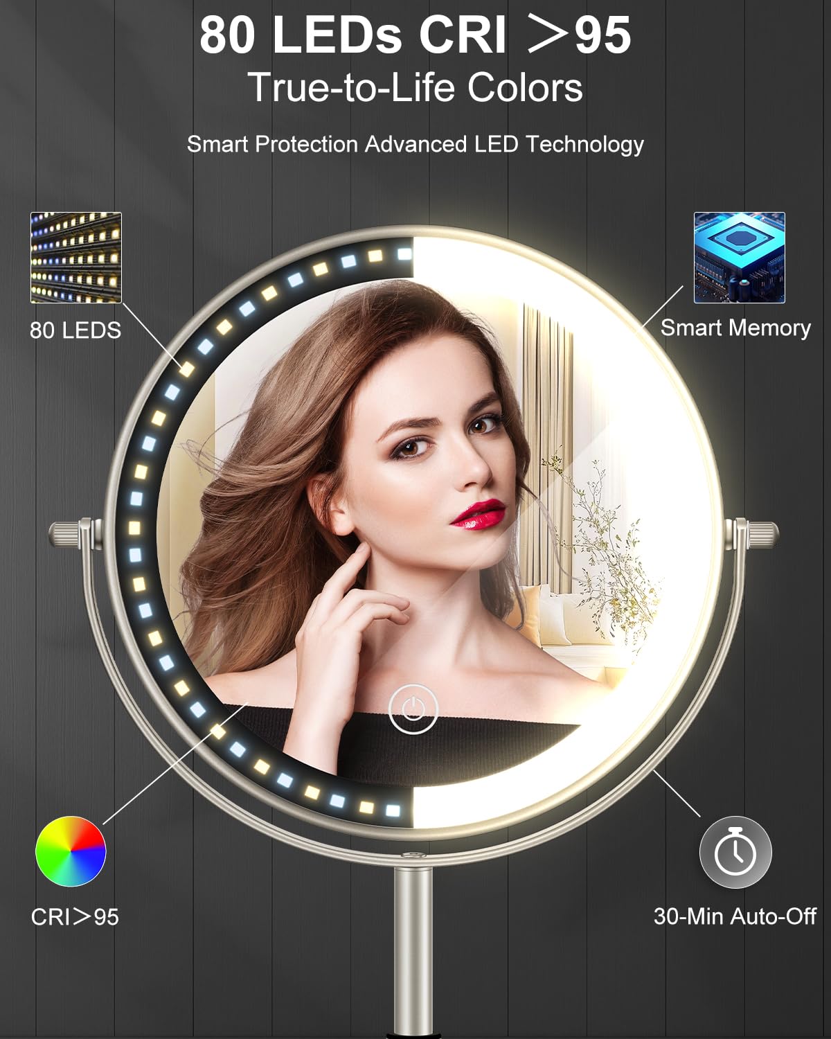 vpu mirror on bedroom vanity in lifestyle scene for daily routine and travel readiness