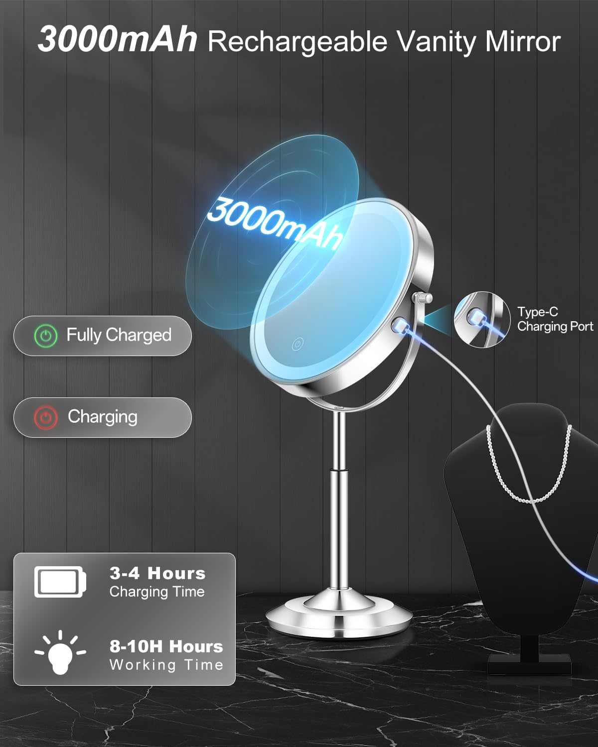 vpu type-c charging port and cable for easy rechargeable power