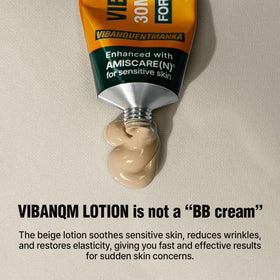 VQM lotion applied on hand demonstrating lightweight spreadability and non-greasy feel