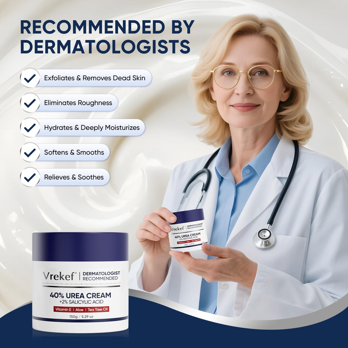 VREKEF applied to heel in-use image highlighting visible softening benefit