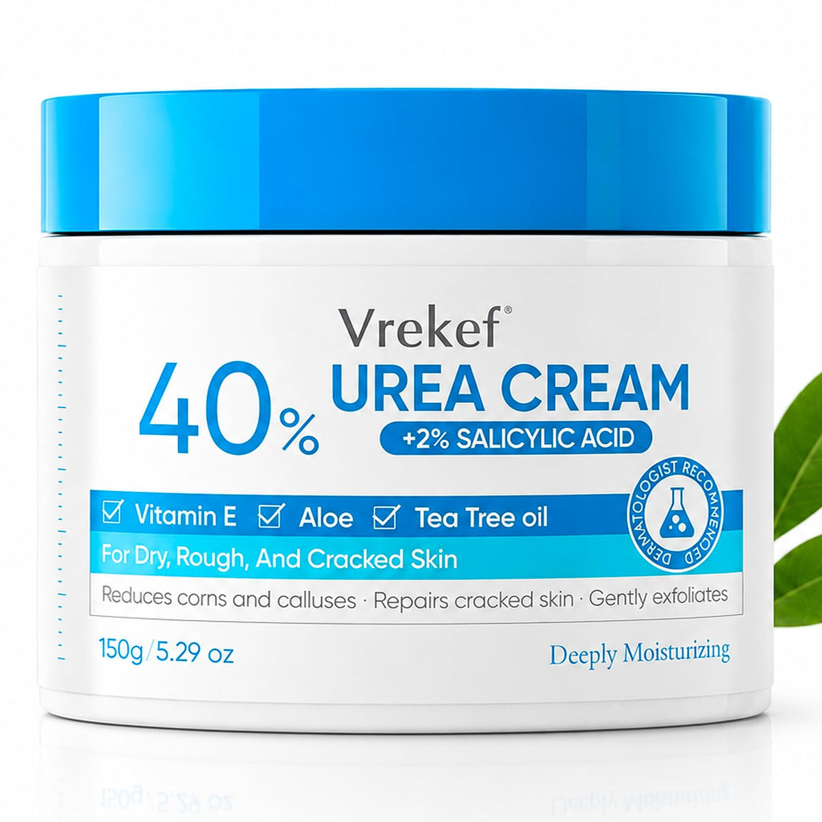 VREKEF front jar view showing product and clear labeling for targeted foot care benefits