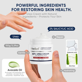 VREKEF ingredient label close-up highlighting urea and salicylic acid