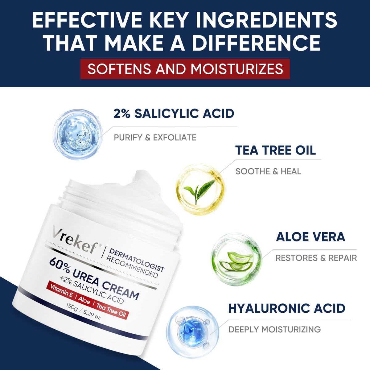 VREKEF used on hands, elbows, knees showing versatile rough-skin care