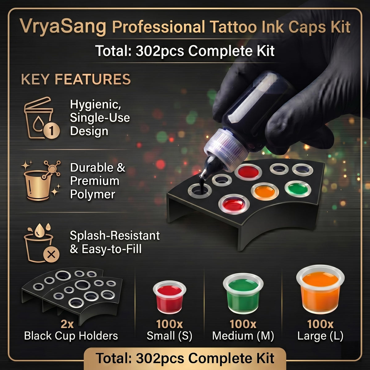 VryaSang black cup holder top view demonstrating organized multi-size placement benefit