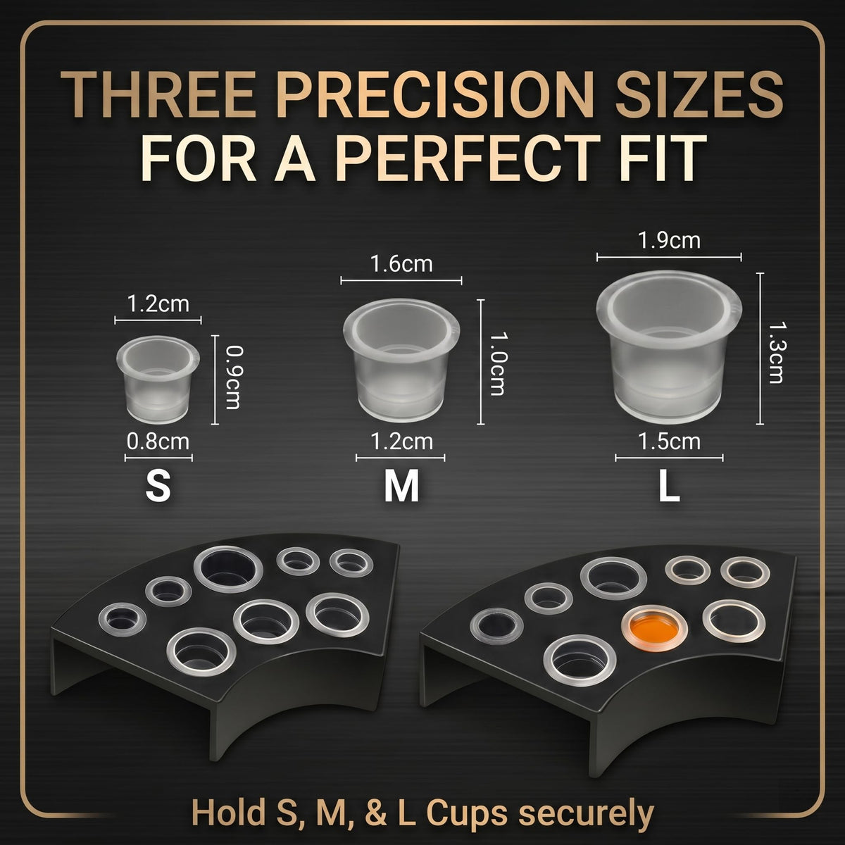 VryaSang fanned ink cups displaying small medium large sizes for volume choice