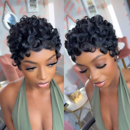 VRZ front view pixie wig showing natural hairline and instant polish