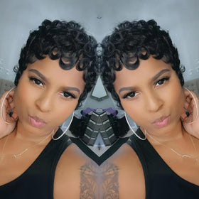 VRZ hand holding wig to show size and lightweight daily-wear benefit