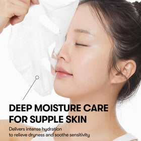 VT COSMETICS mask applied on model for calming dewy skin