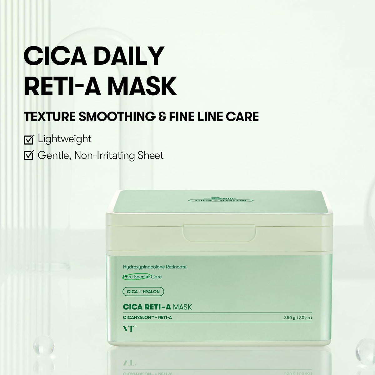 VT COSMETICS single sheet close-up illustrating thin fit and comfort