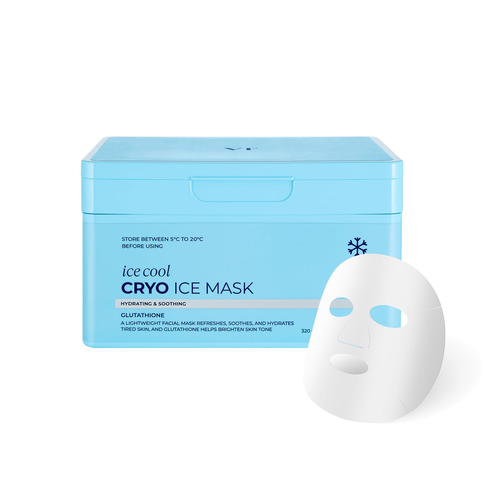 VT COSMETICS front box showing 30 cooling Cryo Ice Cool Masks, clear value