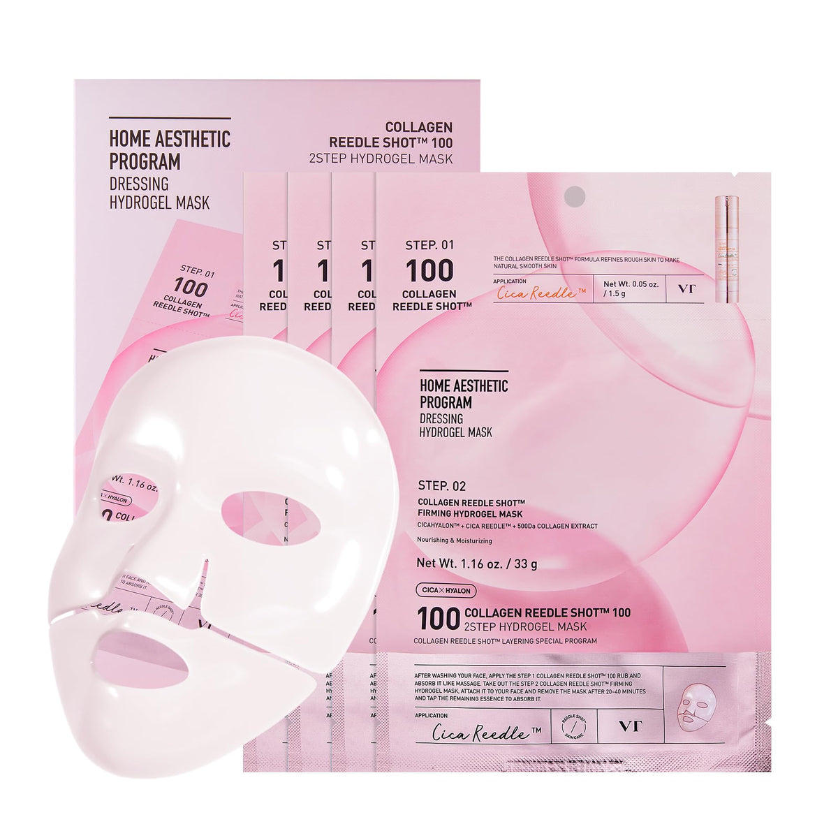 VT COSMETICS front packaging showing hydrogel mask and ampoule benefits