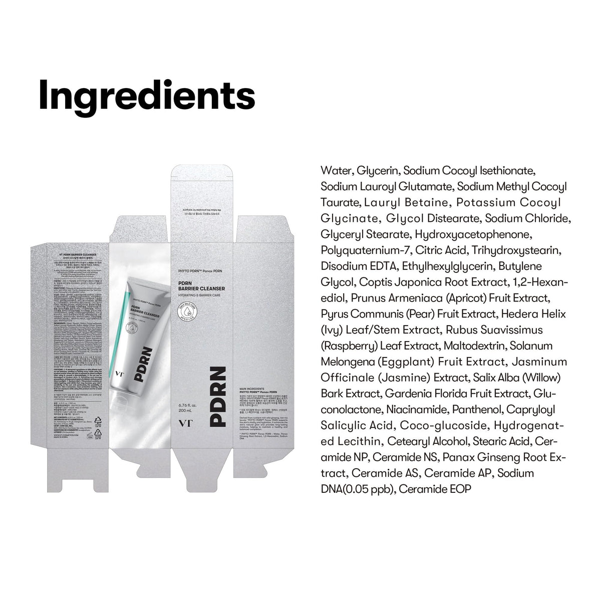 VT COSMETICS box and tube packaging illustrating product presentation benefit