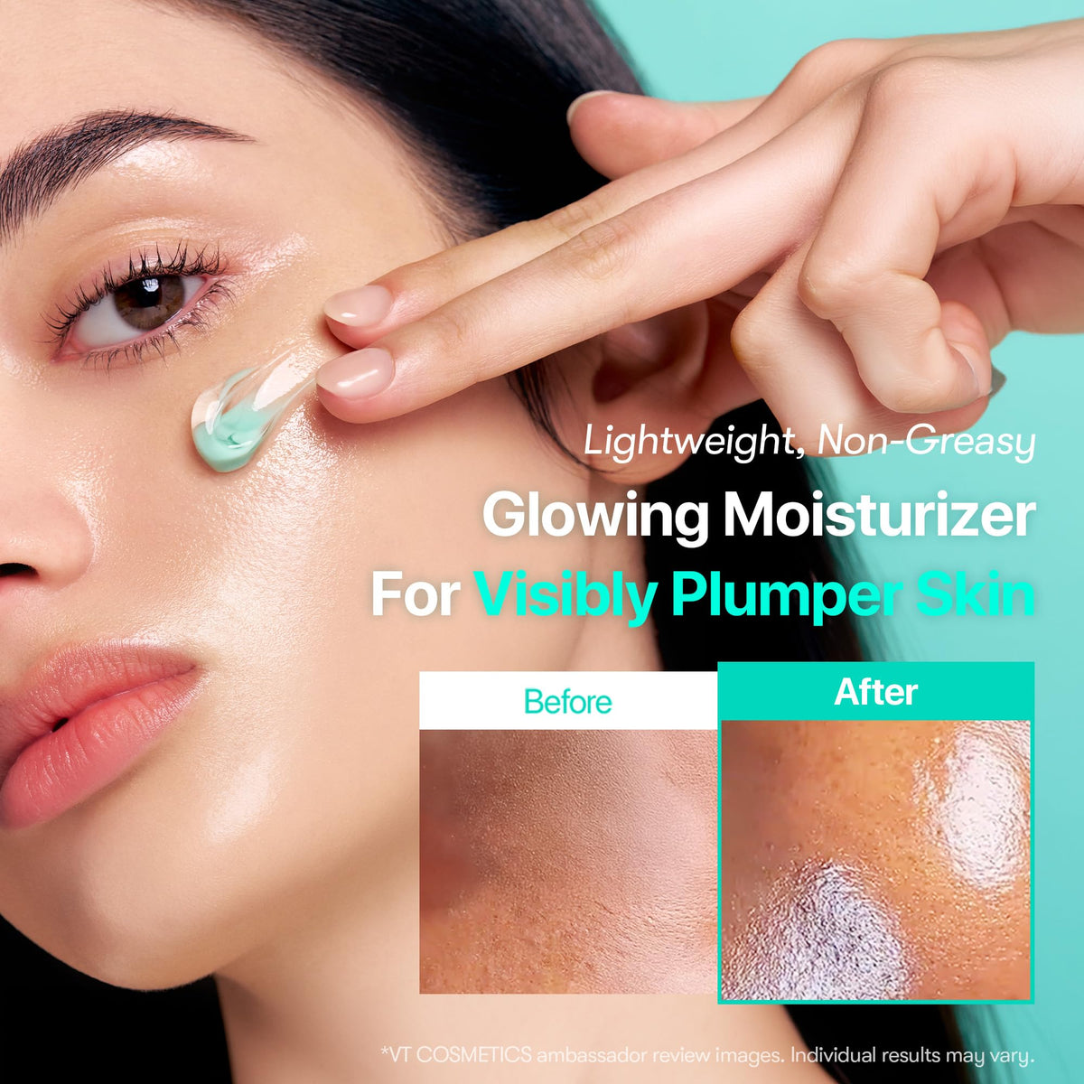 VT COSMETICS cream texture swipe showing lightweight gel-cream hydration