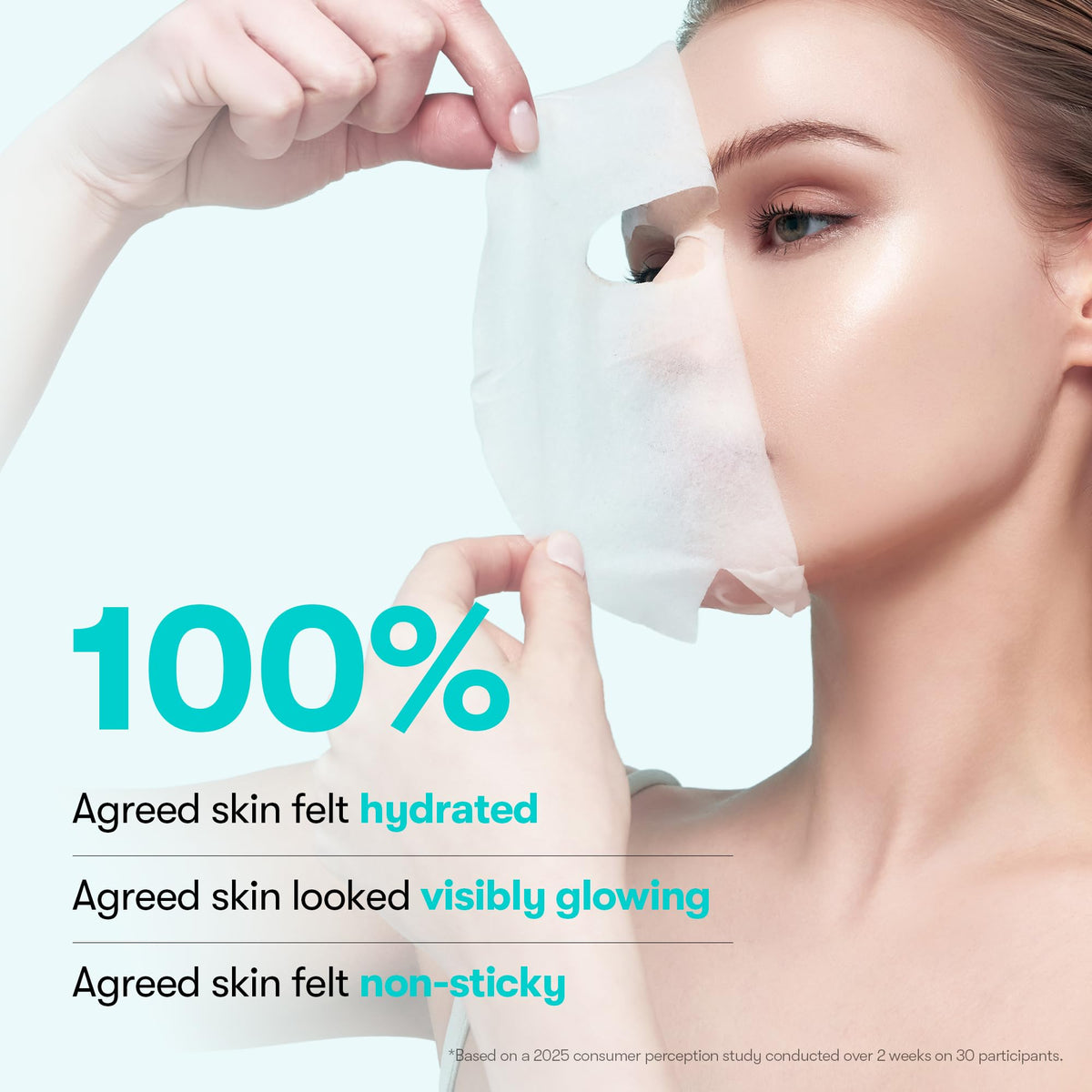 VT COSMETICS mask applied on model showing dewy, glass-skin effect