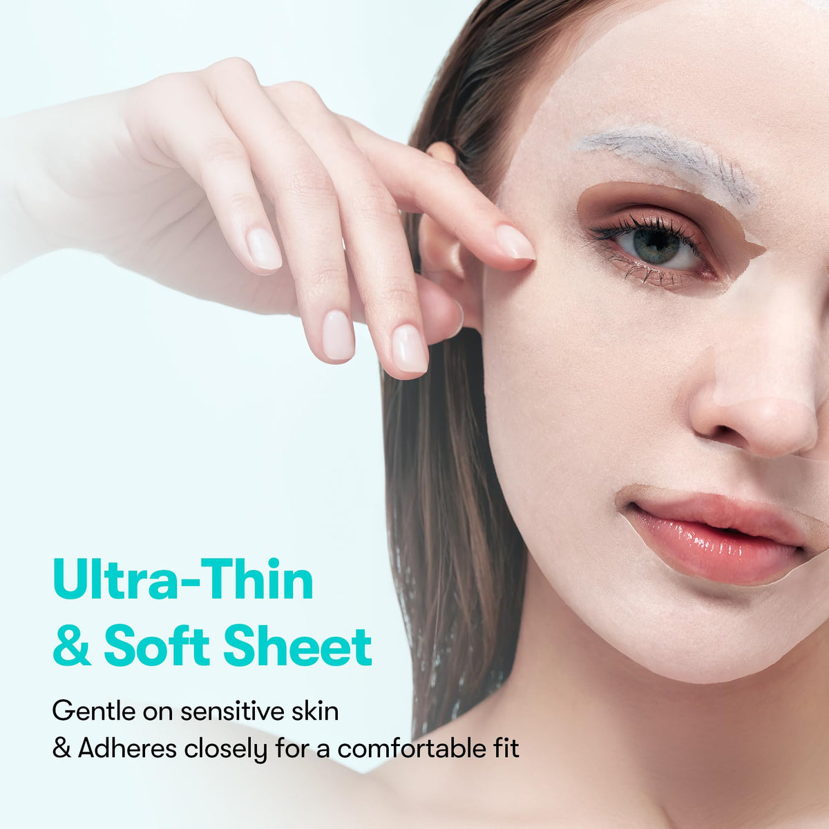 VT COSMETICS mask compared with hand to show sheet size and coverage