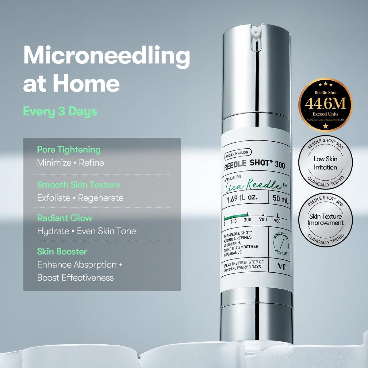 VT COSMETICS dropper dispensing Reedle Shot for controlled application benefit