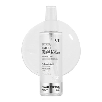 VT COSMETICS front packaging of Reedle Shot mist showing size and branding, convenient travel-ready