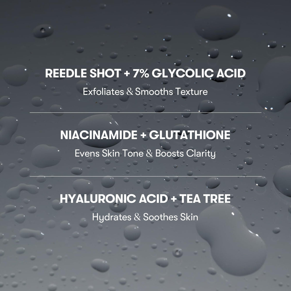 VT COSMETICS liquid texture close-up illustrating lightweight formula and fine exfoliant delivery