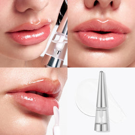 VT COSMETICS Reedle Shot applied on lips in lifestyle shot demonstrating instant shine and fuller look