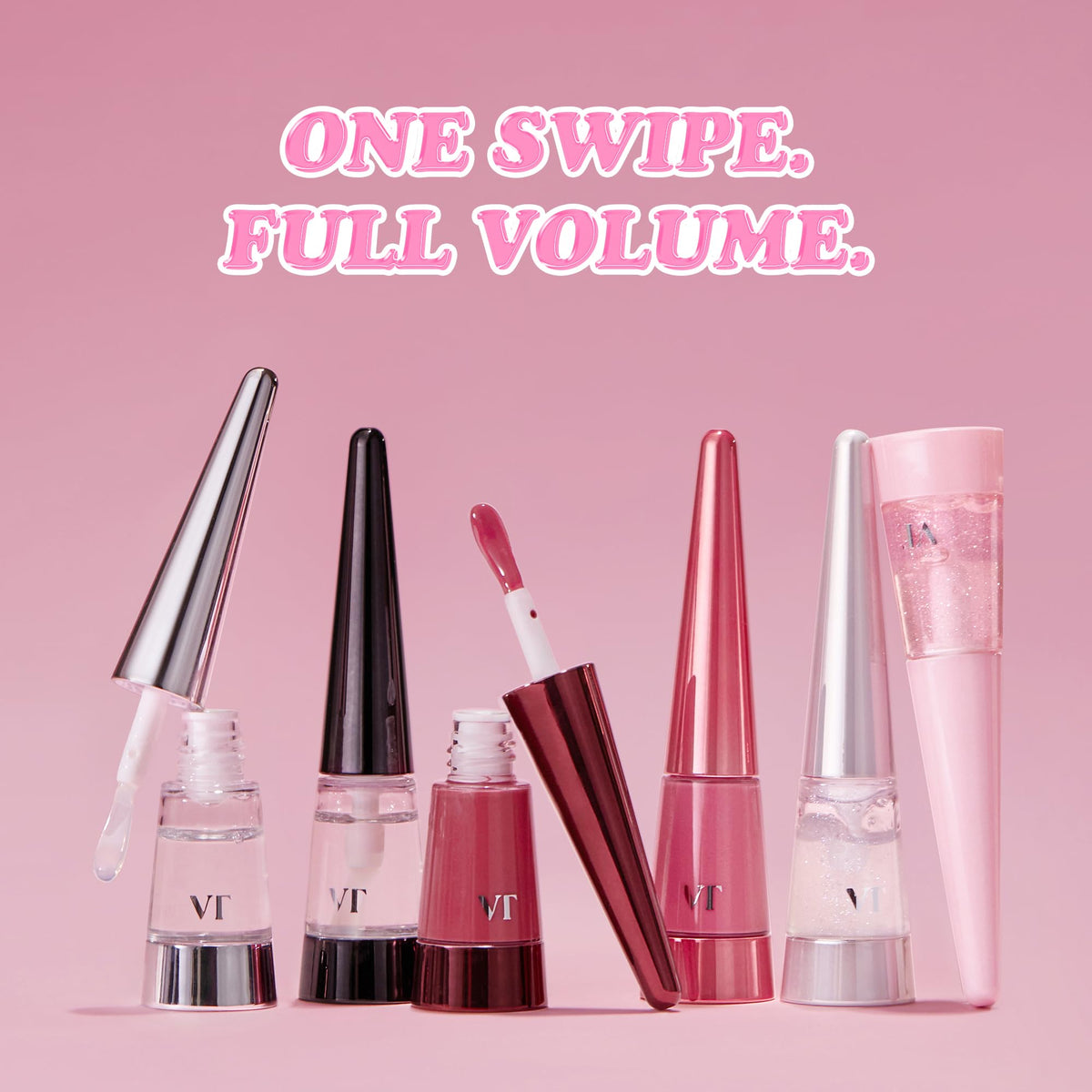 VT COSMETICS layered over lipstick illustrating added dimension and high shine