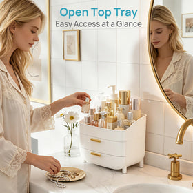 Vtopmart drawer close-up showing smooth slide and built-in stopper for safety