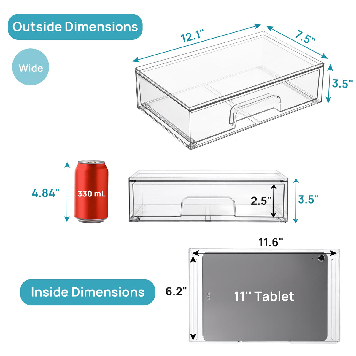 Vtopmart close-up of drawer pulled out highlighting smooth handle and easy access