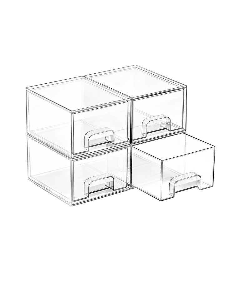 Vtopmart clear 4-pack front view showing stacked drawers and compact storage benefit